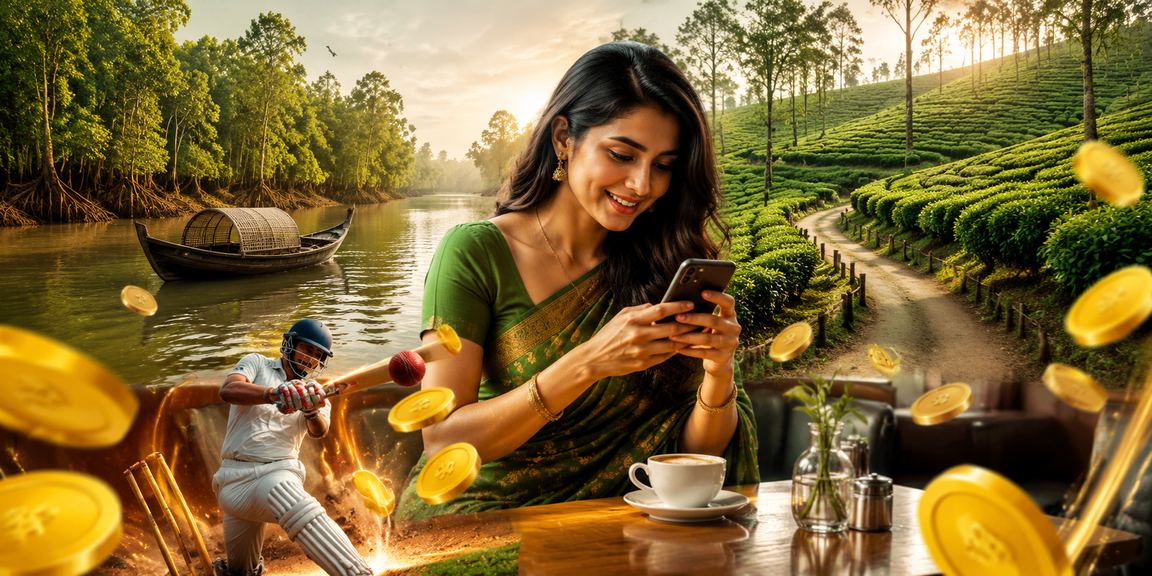 সুন্দরবন চা বাগানে ক্রিকেট বেটিং উপভোগ করছেন একজন বেটর